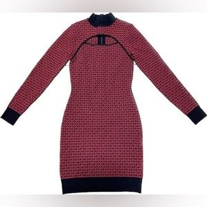 Michael Kors Women Stretch Viscose Signature Logo Blend Cutout Dress